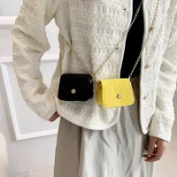 Women's Mini Felt Cloth Solid Color Cute Round Flip Cover Chain Bag main image 5