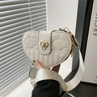 Women's Pu Leather Heart Shape Cute Streetwear Sewing Thread Heart-shaped Zipper Shoulder Bag sku image 5