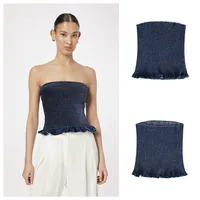 Women's Bandeau Tank Tops Lettuce Trim Simple Style Solid Color main image 1