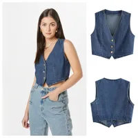 Women's Vest Sleeveless Blazers Washed Simple Style Solid Color main image 1