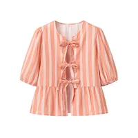 Women's Blouse Half Sleeve Blouses Casual Elegant Streetwear Stripe sku image 5
