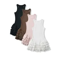 Women's A- Line Skirt Streetwear Round Neck Sleeveless Solid Color Above Knee Holiday Banquet Selfie main image 2