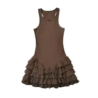 Women's A- Line Skirt Streetwear Round Neck Sleeveless Solid Color Above Knee Holiday Banquet Selfie sku image 8