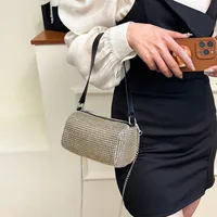 Women's Oxford Cloth Glittery Streetwear Square Zipper Chain Bag main image 4