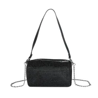 Women's Oxford Cloth Glittery Streetwear Square Zipper Chain Bag sku image 2