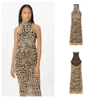 Women's Sheath Dress Elegant Halter Neck Sleeveless Leopard Midi Dress Holiday Banquet Selfie main image 1