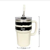 Casual Stripe Lattice 316 Stainless Steel  PC PP Thermos Cup 1 Piece main image 2