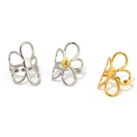 Wholesale Jewelry Retro Flower 304 Stainless Steel 18K Gold Plated Open Rings main image 6