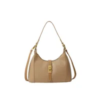 Women's Medium Pu Leather Solid Color Streetwear Sewing Thread Oval Zipper Shoulder Bag sku image 3