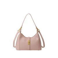 Women's Medium Pu Leather Solid Color Streetwear Sewing Thread Oval Zipper Shoulder Bag main image 3
