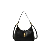 Women's Medium Pu Leather Solid Color Streetwear Sewing Thread Oval Zipper Shoulder Bag sku image 2