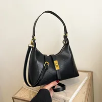 Women's Medium Pu Leather Solid Color Streetwear Sewing Thread Oval Zipper Shoulder Bag main image 2