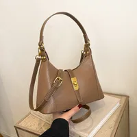 Women's Medium Pu Leather Solid Color Streetwear Sewing Thread Oval Zipper Shoulder Bag main image 5