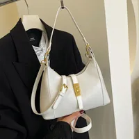 Women's Medium Pu Leather Solid Color Streetwear Sewing Thread Oval Zipper Shoulder Bag main image 4