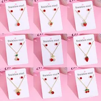 Sweet Cherry Strawberry 304 Stainless Steel Plating Women's Jewelry Set main image 1