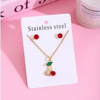 Sweet Cherry Strawberry 304 Stainless Steel Plating Women's Jewelry Set main image 3