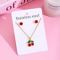 Sweet Cherry Strawberry 304 Stainless Steel Plating Women's Jewelry Set main image 4