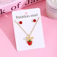Sweet Cherry Strawberry 304 Stainless Steel Plating Women's Jewelry Set main image 6