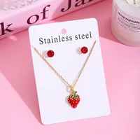 Sweet Cherry Strawberry 304 Stainless Steel Plating Women's Jewelry Set sku image 15