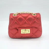 Kid'S Mini Cloth Solid Color Lingge Classic Style Square Lock Clasp Crossbody Bag sku image 1
