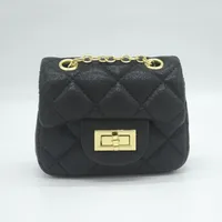 Kid'S Mini Cloth Solid Color Lingge Classic Style Square Lock Clasp Crossbody Bag sku image 2