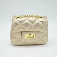 Kid'S Mini Cloth Solid Color Lingge Classic Style Square Lock Clasp Crossbody Bag sku image 3