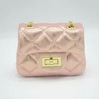 Kid'S Mini Cloth Solid Color Lingge Classic Style Square Lock Clasp Crossbody Bag sku image 4