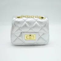 Kid'S Mini Cloth Solid Color Lingge Classic Style Square Lock Clasp Crossbody Bag sku image 5