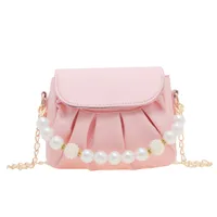 Girl'S Small Pu Leather Solid Color Cute Pearls Square Magnetic Buckle Crossbody Bag main image 5