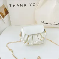 Girl'S Small Pu Leather Solid Color Cute Pearls Square Magnetic Buckle Crossbody Bag sku image 5