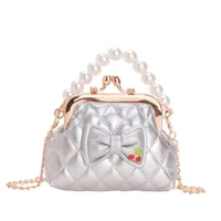 Girl'S Pu Leather Plaid Bow Knot Cute Pearls Square Buckle Crossbody Bag sku image 3