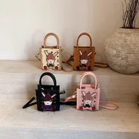 Girl'S Small Pu Leather Rabbit Bear Cute Square Magnetic Buckle Crossbody Bag main image 1