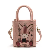 Girl'S Small Pu Leather Rabbit Bear Cute Square Magnetic Buckle Crossbody Bag main image 4