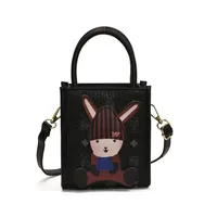 Girl'S Small Pu Leather Rabbit Bear Cute Square Magnetic Buckle Crossbody Bag sku image 1