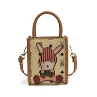 Girl'S Small Pu Leather Rabbit Bear Cute Square Magnetic Buckle Crossbody Bag sku image 3