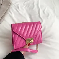 Women's Small Pu Leather Stripe Streetwear Sewing Thread Square Lock Clasp Square Bag main image 1