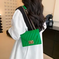 Women's Small Pu Leather Stripe Streetwear Sewing Thread Square Lock Clasp Square Bag main image 2