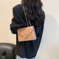 Women's Small Pu Leather Stripe Streetwear Sewing Thread Square Lock Clasp Square Bag main image 3
