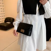 Women's Small Pu Leather Stripe Streetwear Sewing Thread Square Lock Clasp Square Bag main image 4