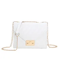 Women's Small Pu Leather Stripe Streetwear Sewing Thread Square Lock Clasp Square Bag main image 5