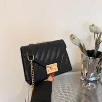 Women's Small Pu Leather Stripe Streetwear Sewing Thread Square Lock Clasp Square Bag sku image 1