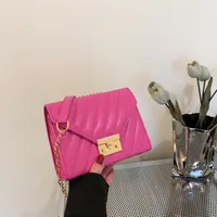 Women's Small Pu Leather Stripe Streetwear Sewing Thread Square Lock Clasp Square Bag sku image 4
