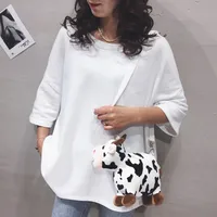 Women's Girl'S Plush Cows Cute Cylindrical Zipper Square Bag main image 3