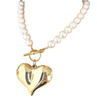 Retro Exaggerated Heart Shape CCB Imitation Pearl Plating Women's Pendant Necklace Necklace main image 4