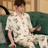Men's Lightweight Silk Short - Sleeve Pajama Set - Breathable Casual Loungewear For Spring Summer Autumn main image 5