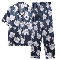 Men's Lightweight Silk Short - Sleeve Pajama Set - Breathable Casual Loungewear For Spring Summer Autumn main image 4