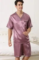 Men's Color Block Light Movement Wind Suit Collarless Short Sleeve Loose Men's Summer Pajamas main image 2