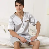 Men's Color Block Light Movement Wind Suit Collarless Short Sleeve Loose Men's Summer Pajamas main image 3