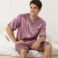 Men's Color Block Light Movement Wind Suit Collarless Short Sleeve Loose Men's Summer Pajamas sku image 2