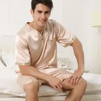 Men's Color Block Light Movement Wind Suit Collarless Short Sleeve Loose Men's Summer Pajamas sku image 8
